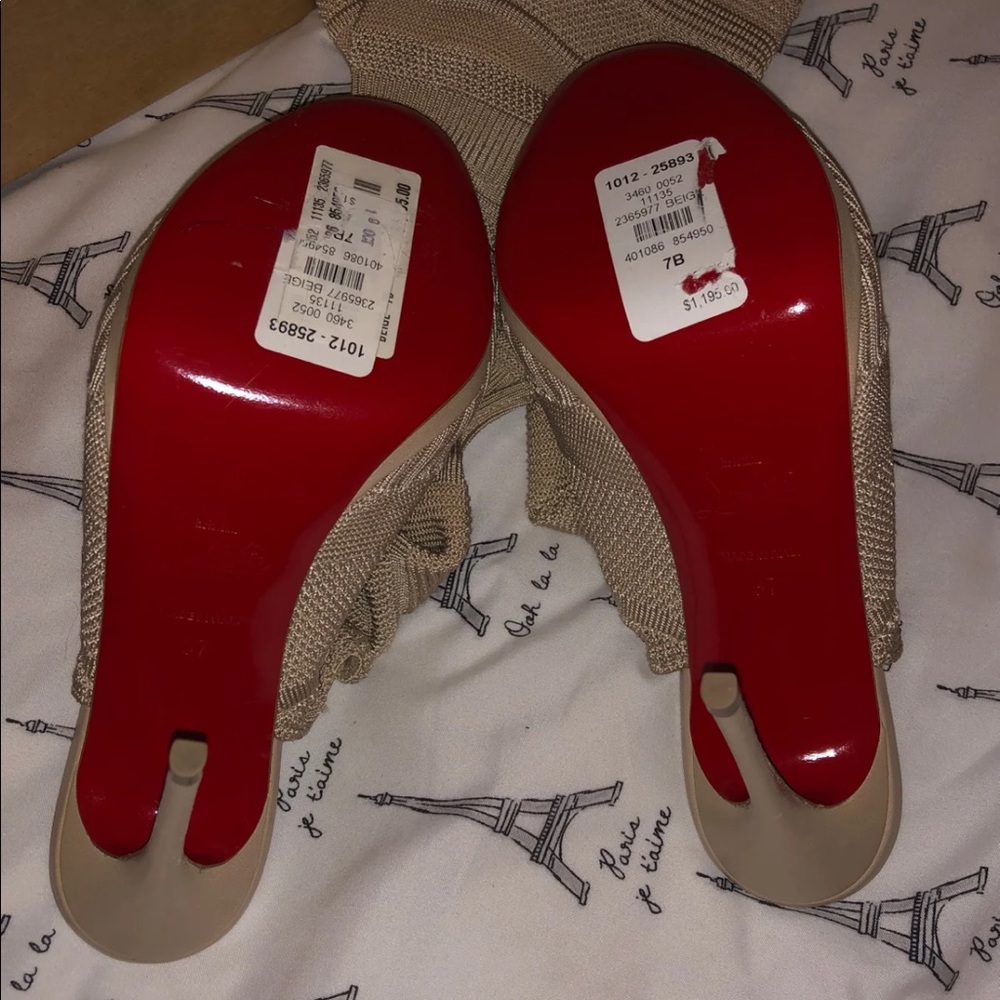 Christian Louboutin Beige Peep Boots NIB OTK 37 - Picture 5 of 8